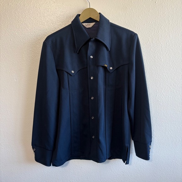 Lee Other - Vintage 70s Lee Riders Men's Navy Blue Western Pearl Snap Shirt Jacket Shacket